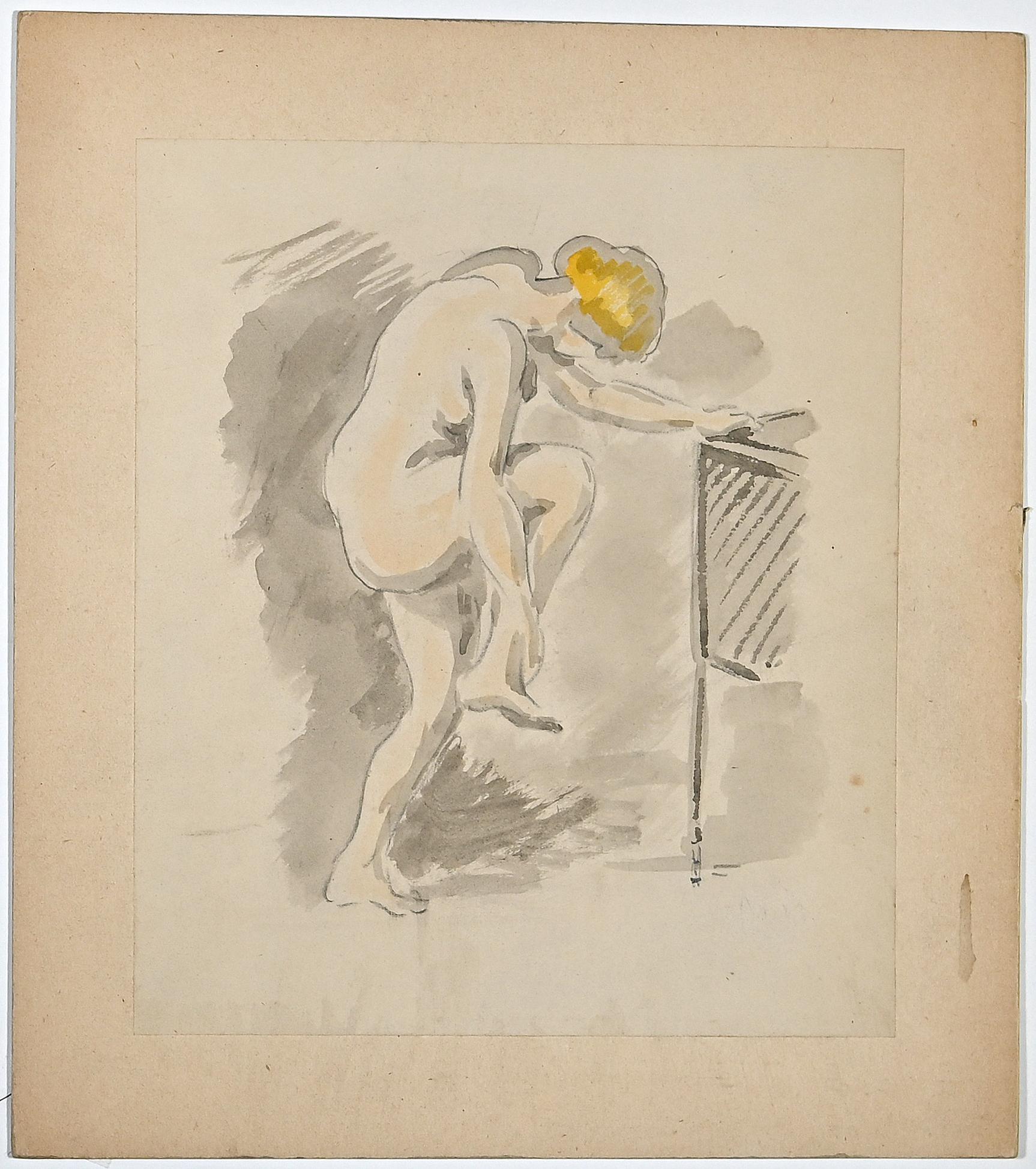Akt einer Frau ist eine Tusche- und Aquarellzeichnung von Gaspard Maillol (1880-1946).

Guter Zustand auf vergilbtem Karton, mit weißem Passepartout aus Karton (51x35 cm).

Keine Unterschrift.

Gaspard Maillol, geboren am 10. Juli 1880 in Barcelona
