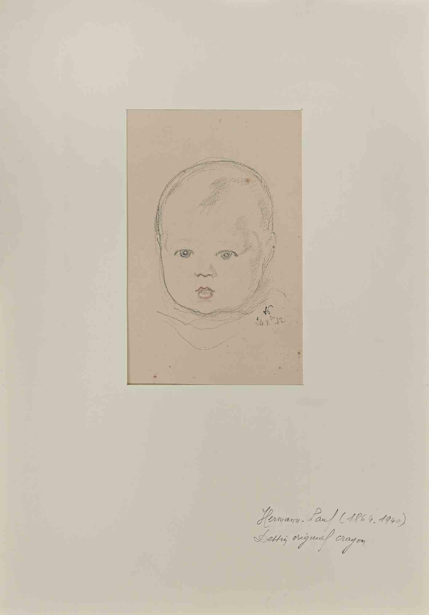 Enfant - Dessin d'Herman Paul - Début du 20e siècle - Art de Hermann Paul