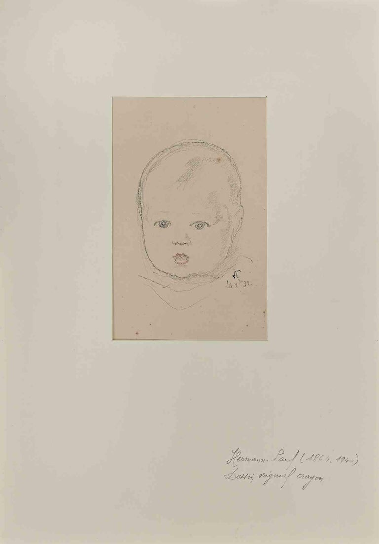Hermann Paul Child Drawing by Hermann Paul Early 20th Century For