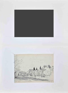 View of Bougival - Drawing by G. Bruelle- 1874