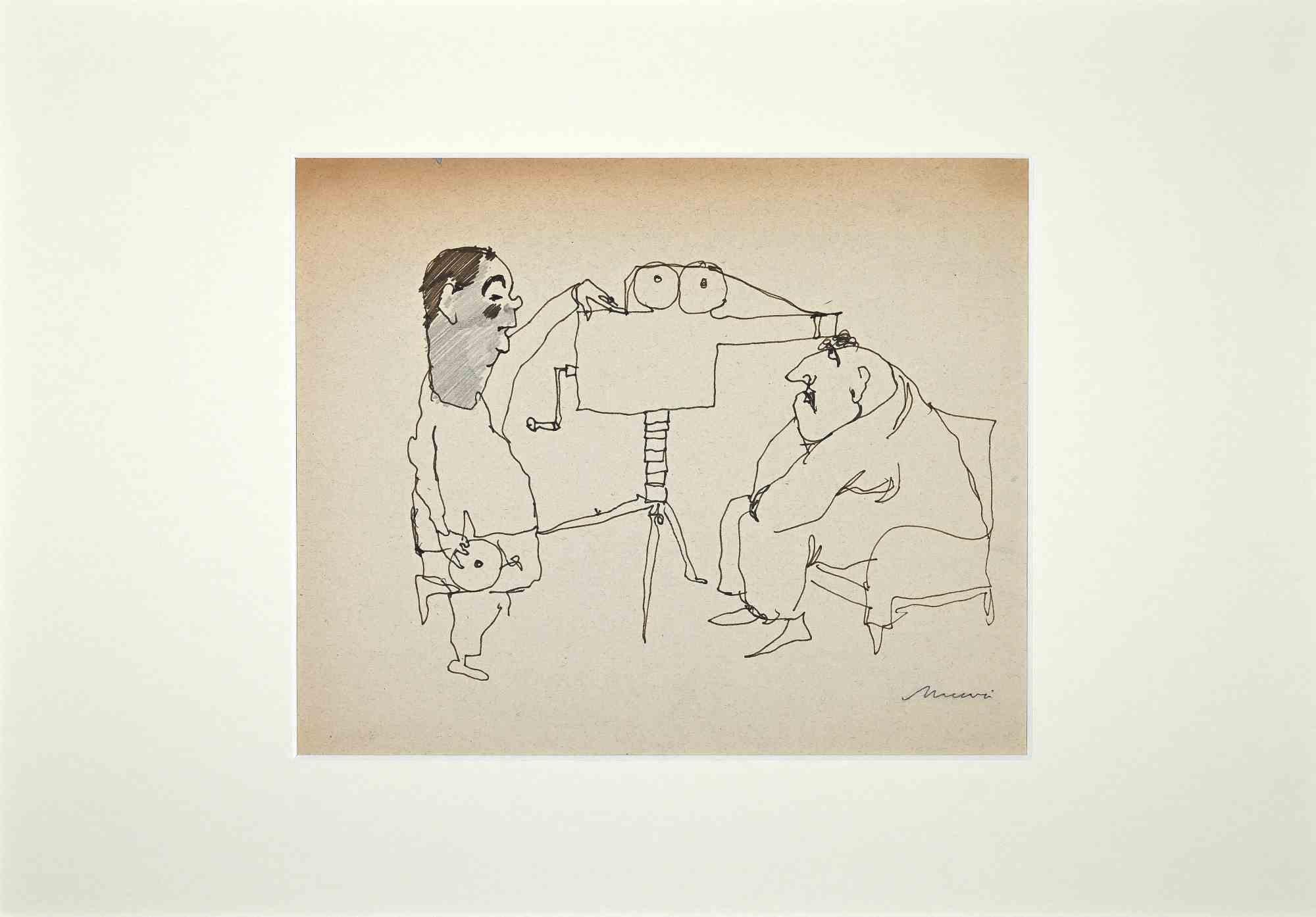 The Director is a pen and pencil Drawing realized by Mino Maccari in the mid-20th century.

Hand-signed on the lower in pencil.

Included a whie Passepartout.

Good condition on yellowed paper with with some cut on margins.

The artwork is