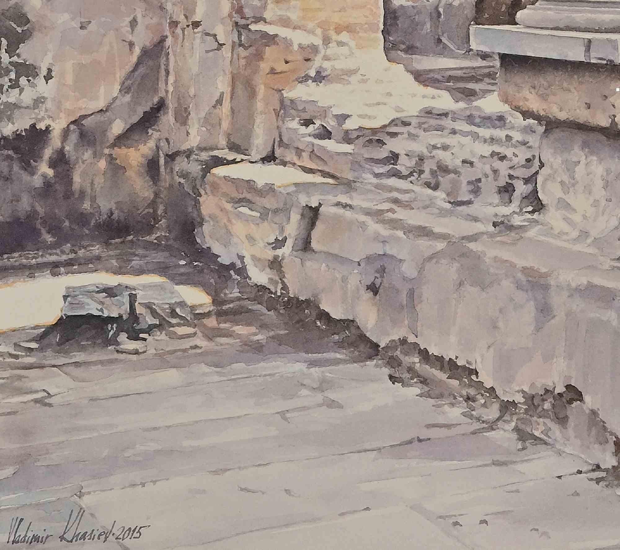 Hadrian's Villa - Watercolor by Vladimir Khasiev -2015 For Sale 1