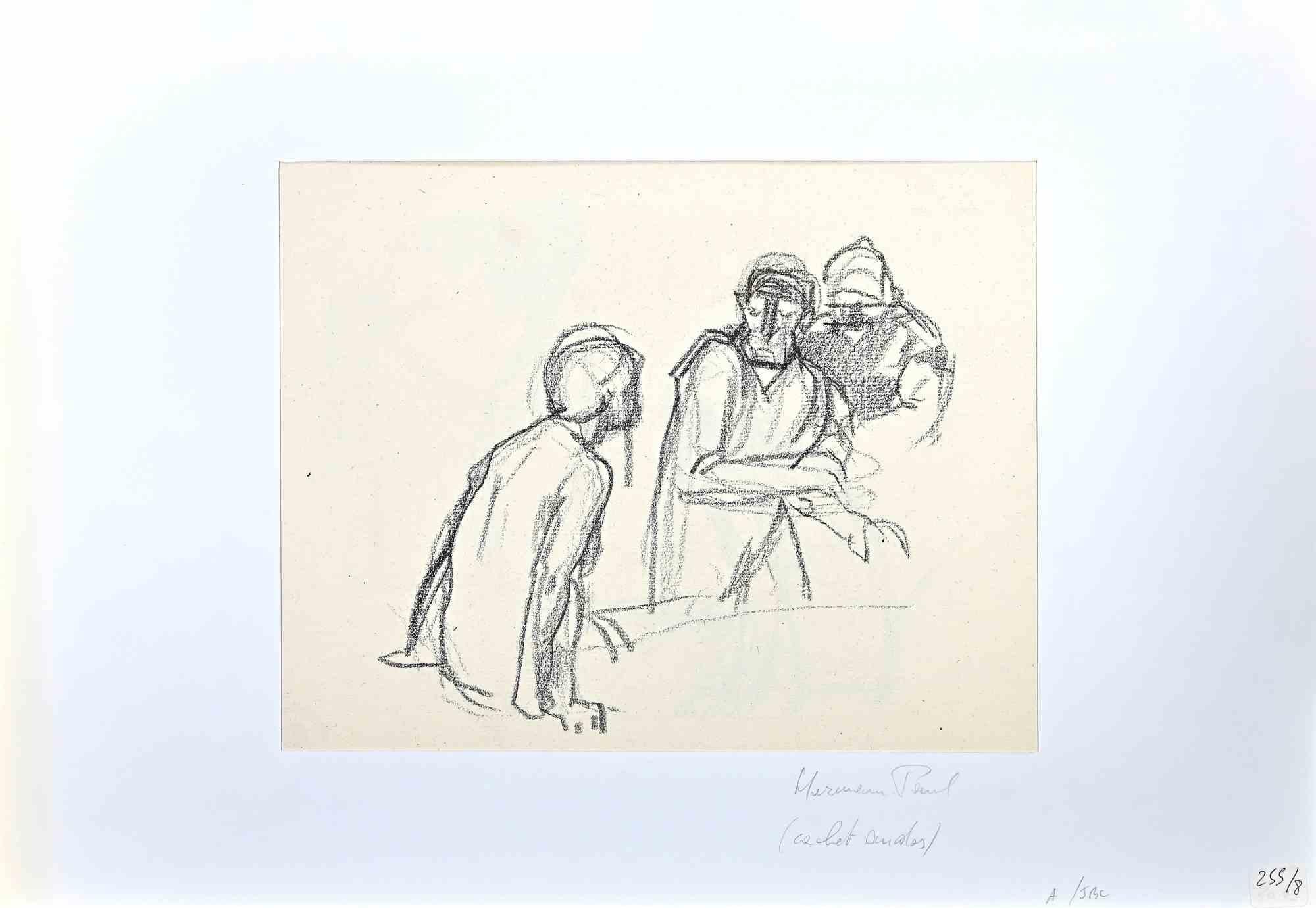 Les Hommes – Zeichnung von Hermann Paul – frühes 20. Jahrhundert im Angebot 1