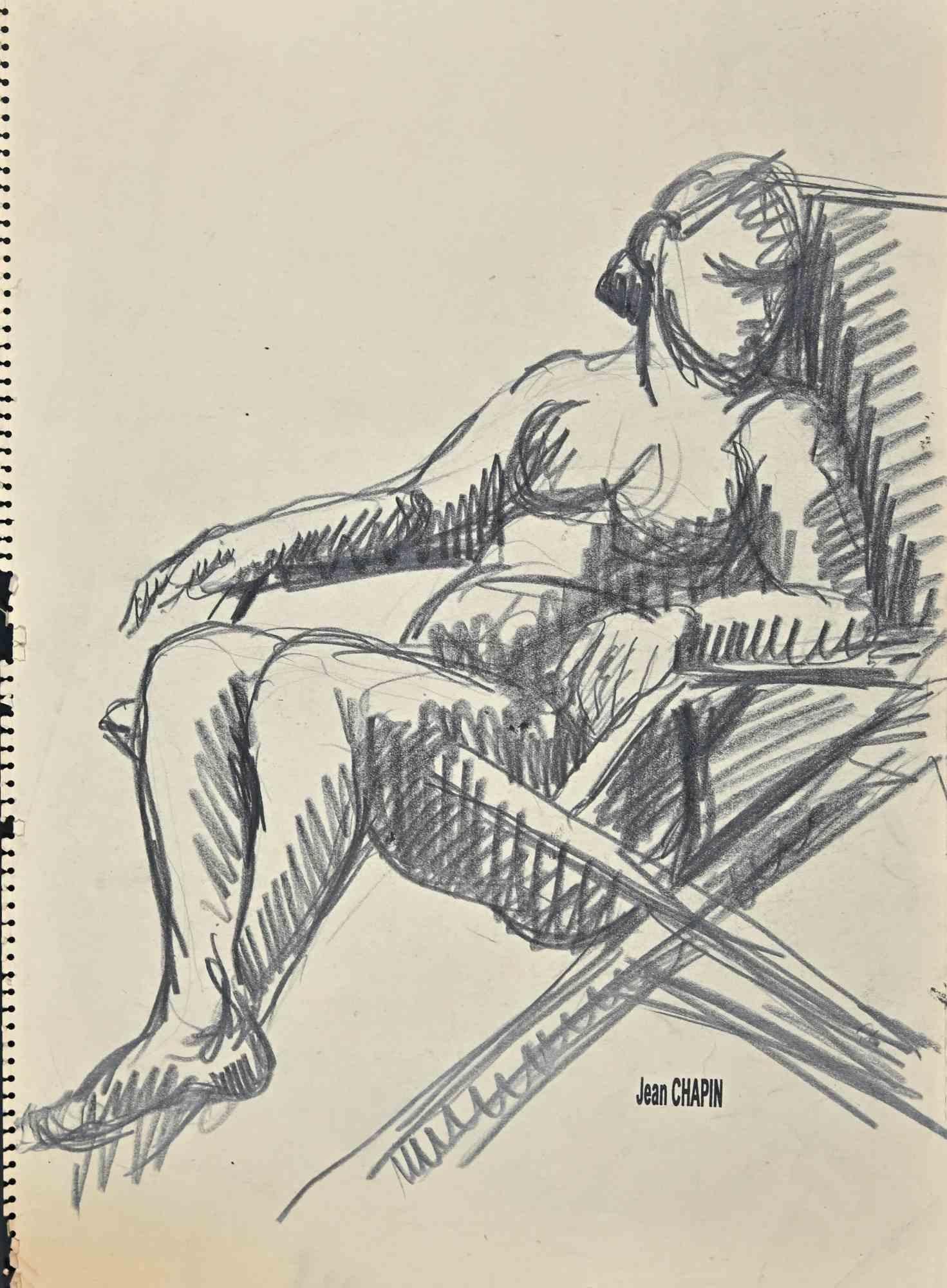 Nude of Woman is a pencil drawing realized by Jean Chapin in 1930s.

Signature stamp on the yellowed paper.

Good condition, except for being aged.

Jean Chapin is a French painter and lithographer born on 21 February 1896 in Paris and died on 24