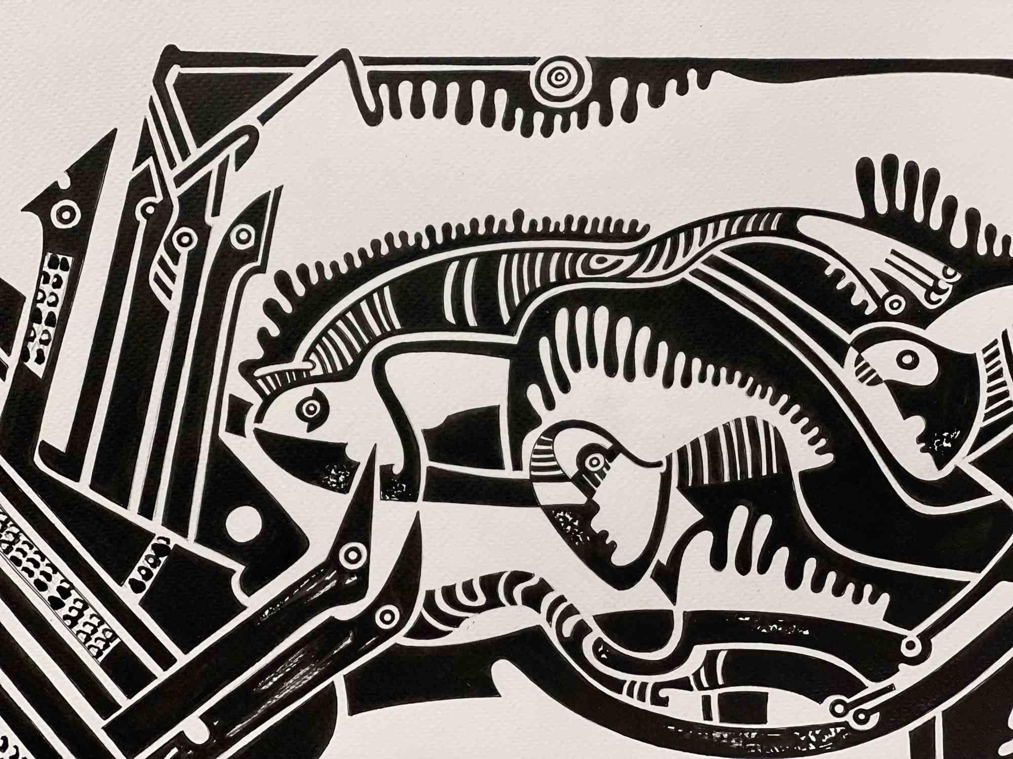 Night Ghosts - Dessin à l'encre de Chine de Maryna Vashchenko - 2016 en vente 4