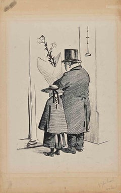 La visite - Dessin d'Herman Paul - Début du XXe siècle