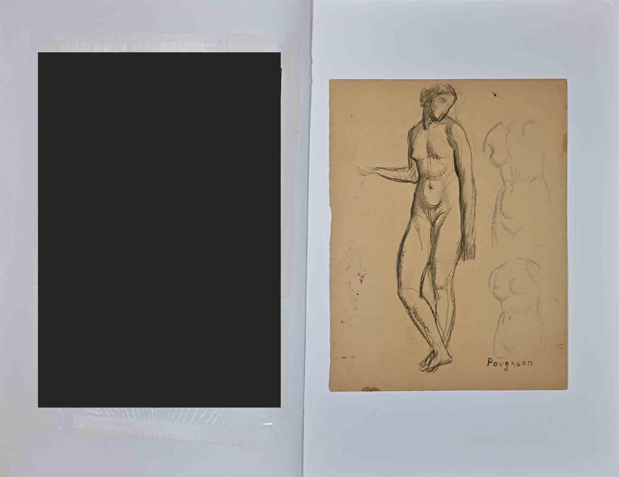 Nude - Drawing by Eugène Robert Pougheon - Early 20th Century - Art by Eugene Robert Pougheon