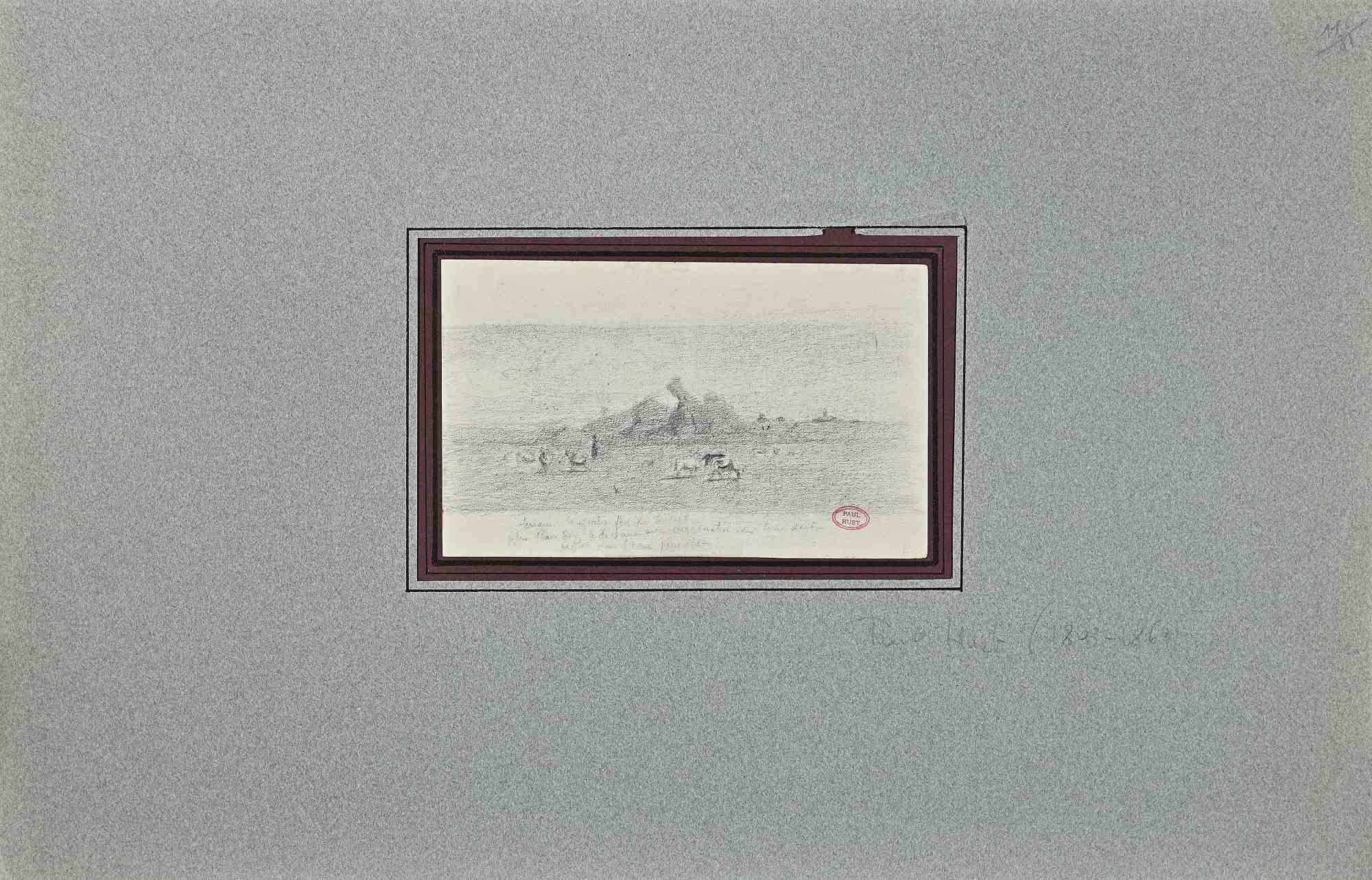 Landscape is a Pencil Drawing realized by Paul Huet.

Good condition included a grey cardboard passpartout (32.5x50 cm).

Stamp signed on the lower right corner.

Paul Huet (3 October 1803 – 8 January 1869) was a French painter and printmaker born