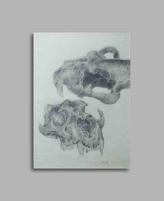 Löwen Totenkopfzeichnung – Anatomische Studie, Oberteil des Gehäuses von Michael Burgess – 1977