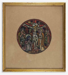 Vintage Christ on the cross - Drawin- Mid-20th Century