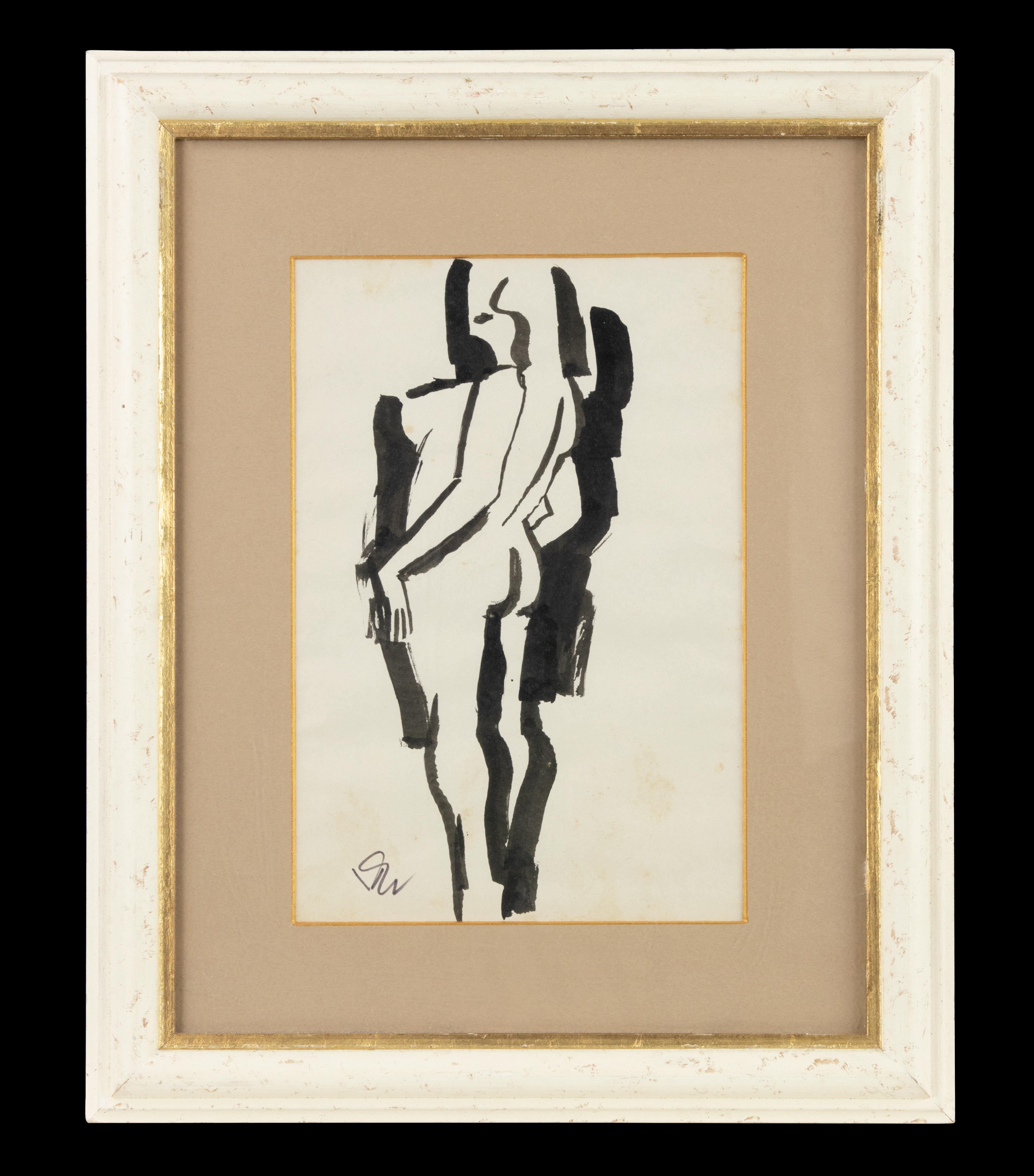 Untitled ist ein modernes Kunstwerk von Remo Brindisi aus den 1970er Jahren.

Schwarz-weiße Porzellan-Tuschezeichnung.

Handsigniert am unteren Rand.

Inklusive Rahmen: 96 x 1,5 x 75 cm