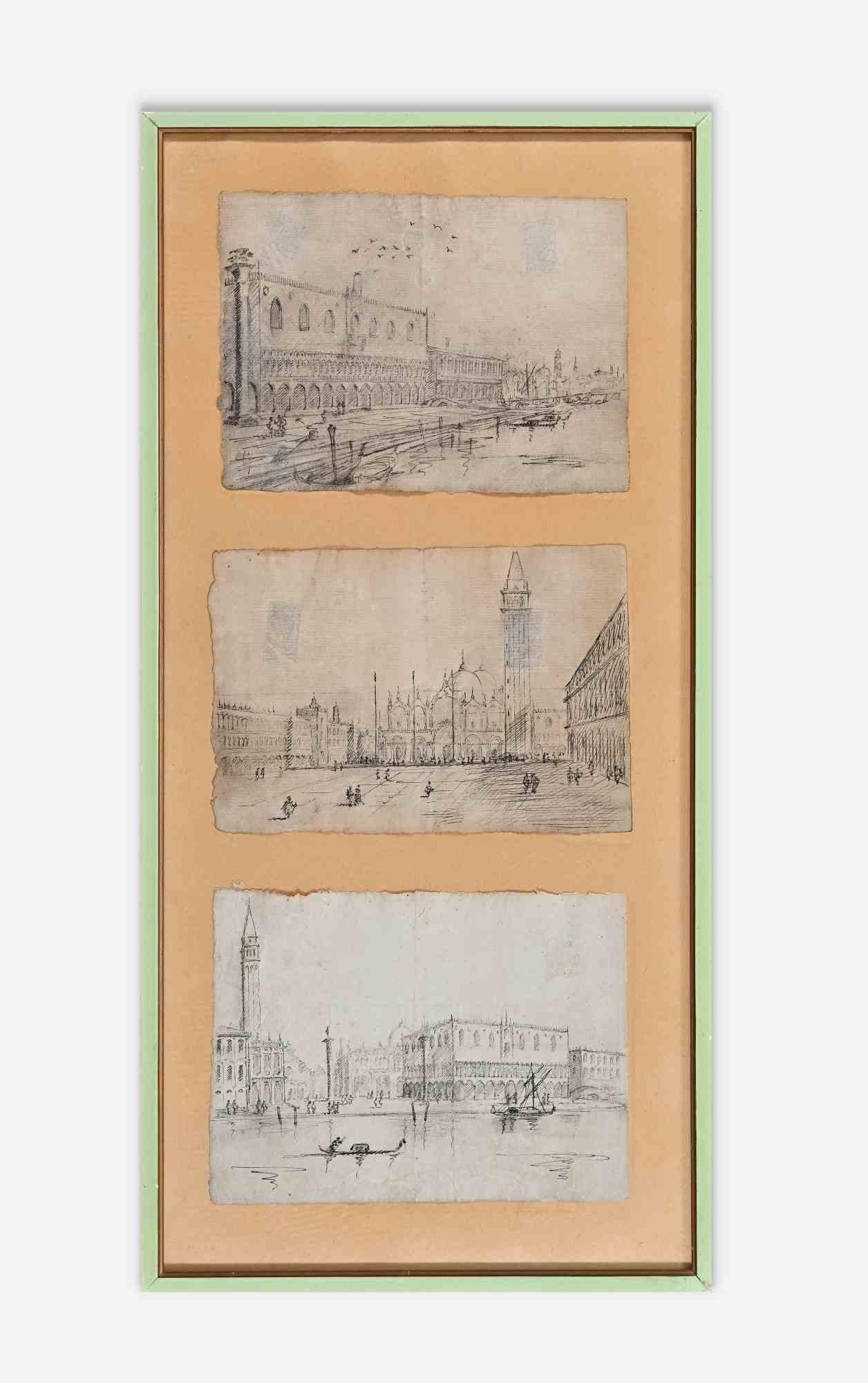 Unknown Landscape Art - Venice Landscapes - Pencil Drawing- 19th Century