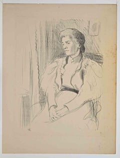 Portrait of a Lady - Drawing by Hermann Paul -1890s