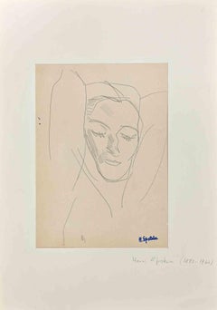 Female Face - Drawing by Henri Epstein - Early 20th Century
