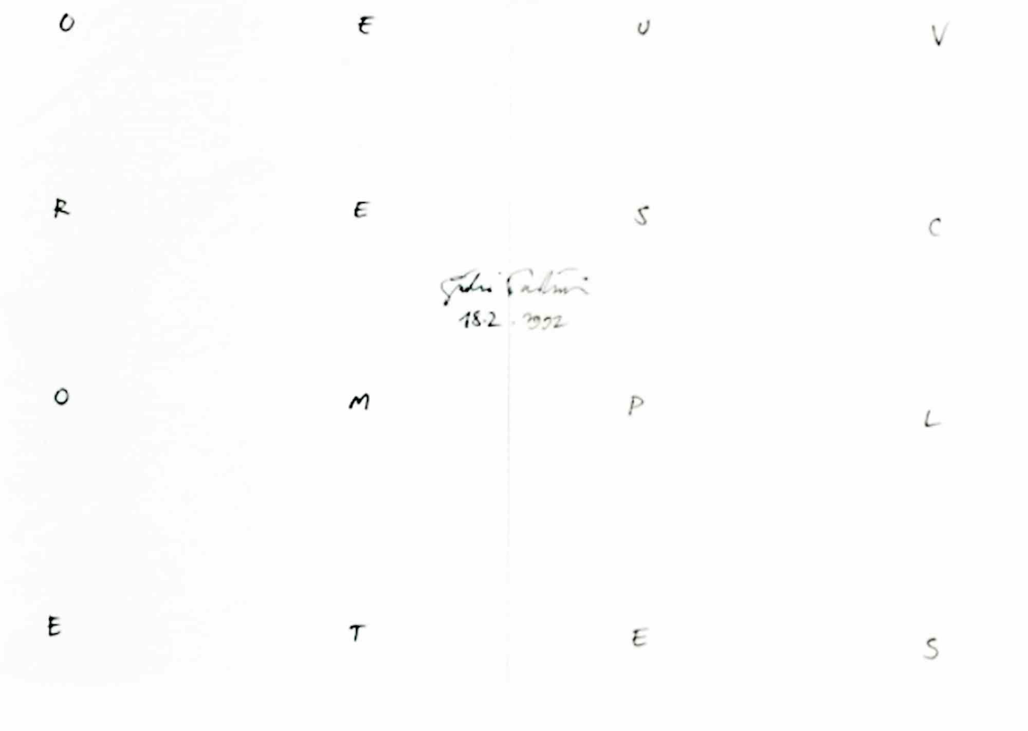 Oeuvres Completes is an original contemporary artwork realized by Giulio Paolini in 1992.

Ink on paper. Certificate of authenticity by the Artist.

Giulio Paolini (Genova, 5 November 1940) is one of the most significant conceptual artists of the