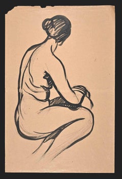 Vintage Nude From The Back - Drawing by Jean Delpech - Mid 20th century