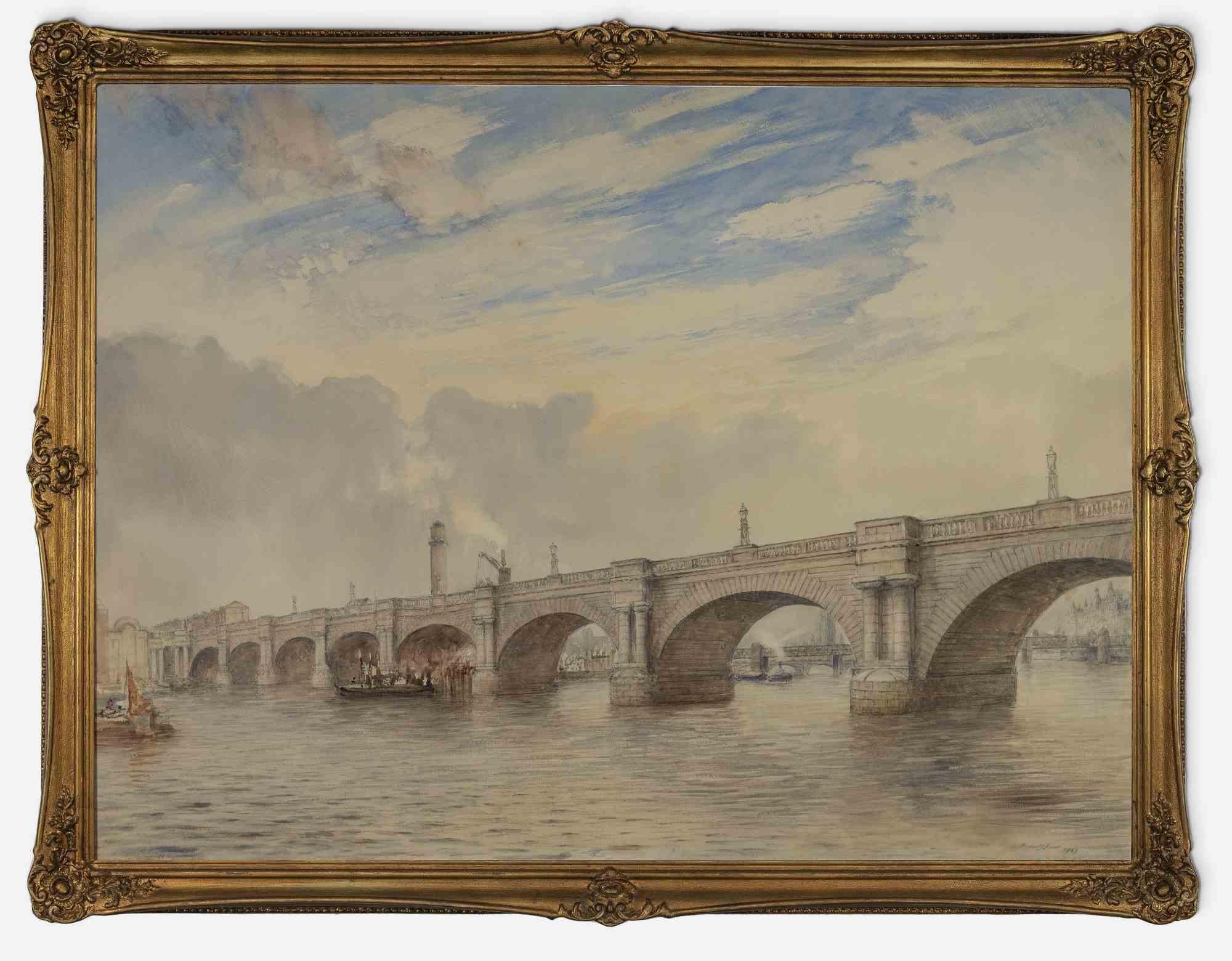 London Bridge on Thames View -  Drawing by  Herbert John Finn- 1927