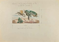The Sun and the Earth - Drawing in Pencil and Watercolor - Early 20th century