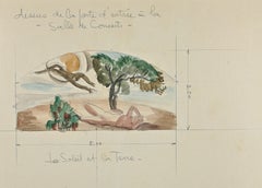 The Sun and the Earth - Drawing in Pencil and Watercolor - Early 20th century