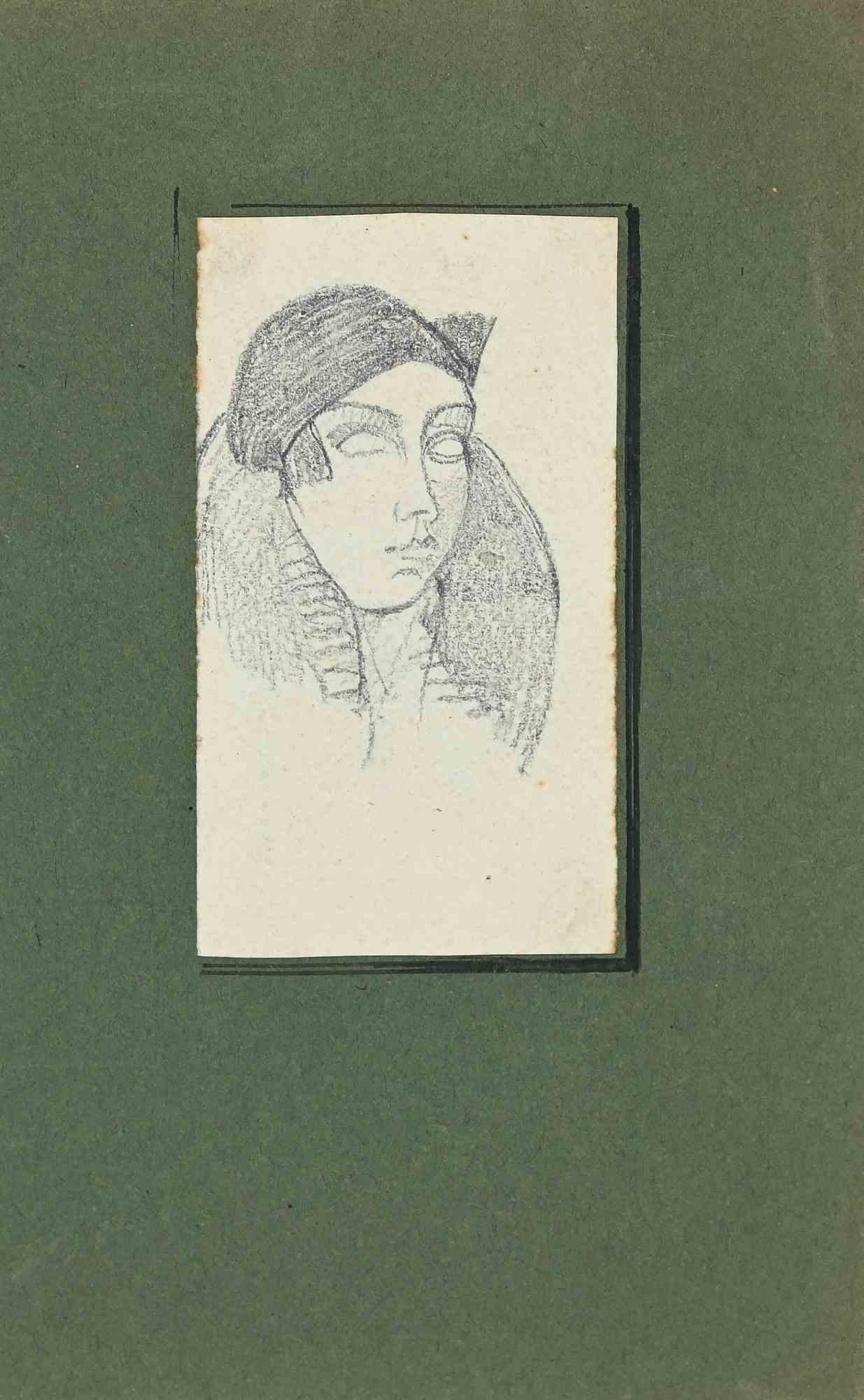 Jean Delpech Figurative Art - Portrait - Original Drawing - 20th century