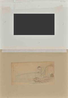 Fisherman - Drawing in Ink and Watercolor - Early 20th century
