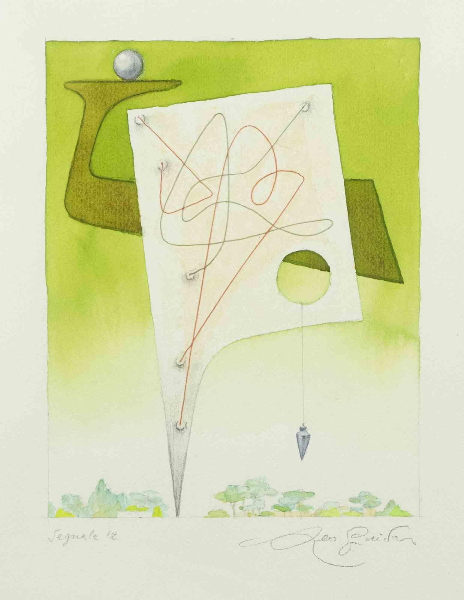 Signal 12 ist ein zeitgenössisches Kunstwerk von Leo Guida aus den 1970er Jahren.

Gemischte farbige Tinte und Aquarellfarbe auf Papier.

Handsigniert, am unteren Rand betitelt

Inklusive Rahmen: 63,5 x 49 cm

Leo Guida  (1992 - 2017). Mit seinem