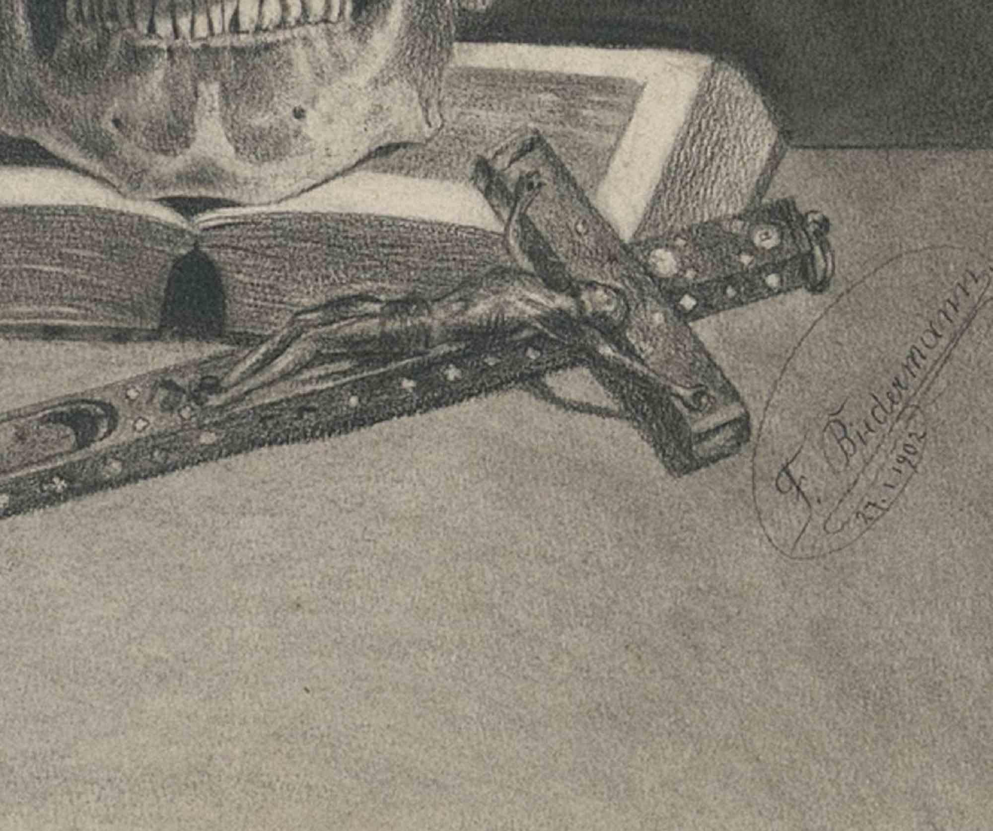 Memento Mori – Zeichnung nach Franz Biedermann – 1902 im Angebot 2