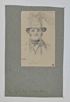Homme avec un cylindre - Dessin de Léon Morel-Fatio - 19ème siècle