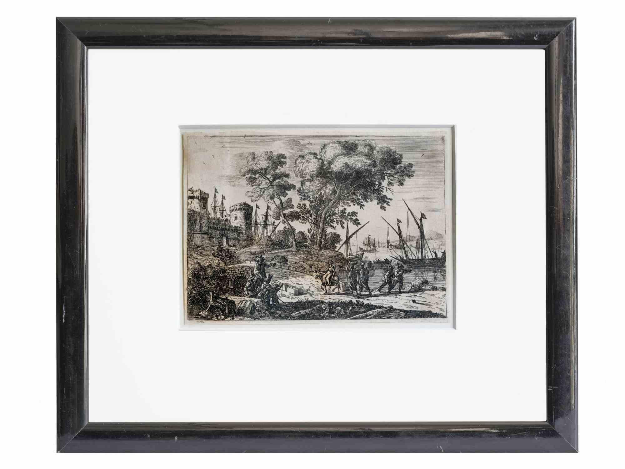 Landschaft- Tuschezeichnung- 17. Jahrhundert – Print von Unknown