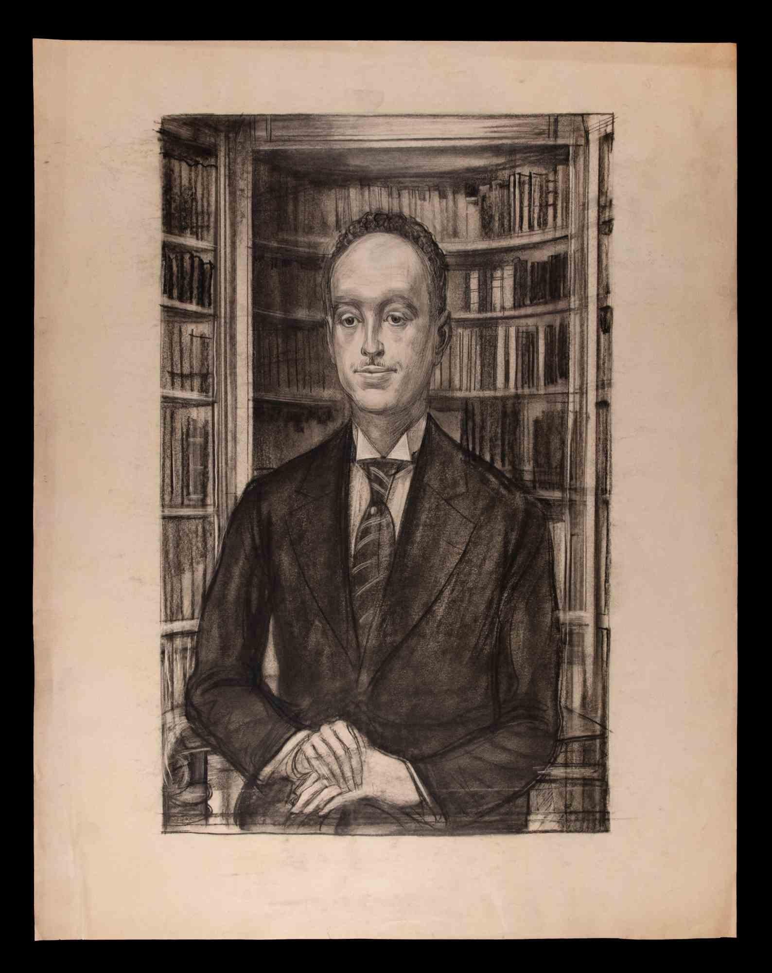 Portrait d'homme - Dessin - Milieu du XXe siècle - Art de Albert Decaris