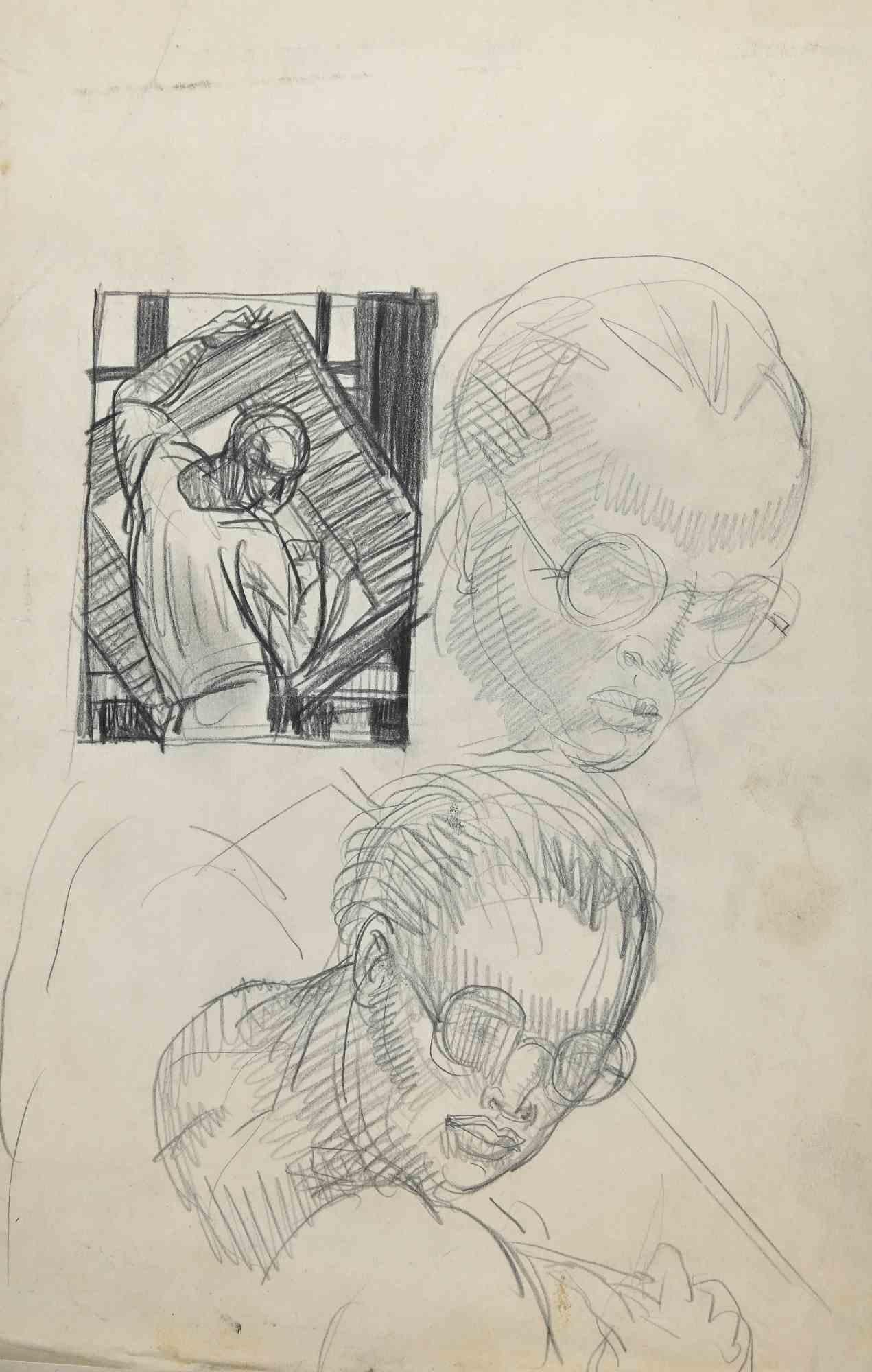 Figurative Art Norbert Meyre - The Portraits  - Dessin au crayon - Début du 20e siècle