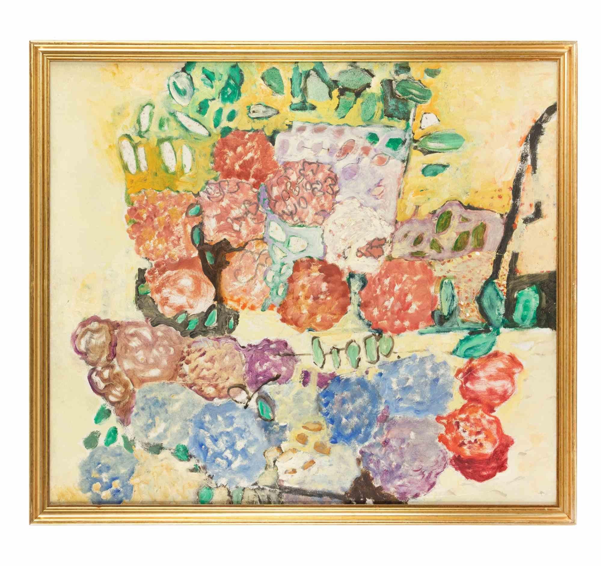 Blumen – Gemälde von Mario Asnago – 1950er Jahre