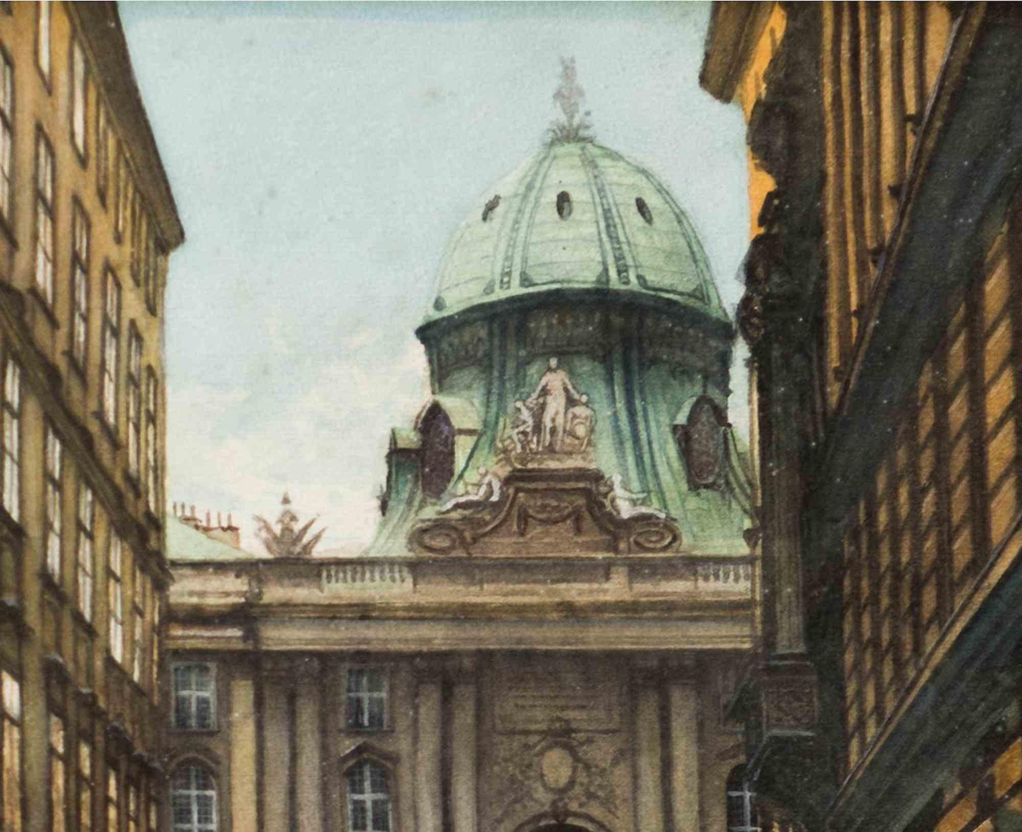 View of the City of Vienna - Watercolor Drawing - Early 20th Century - Modern Art by Unknown