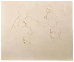 Pferde – Tuschezeichnung von Ildebrando Urbani – 1926