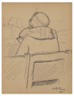 Woman from Behind - Pencil by Auguste Jean Baptiste Roubille - 1926