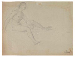 weiblicher Akt – Bleistiftzeichnung Lionel Noel Royer – spätes 19. Jahrhundert
