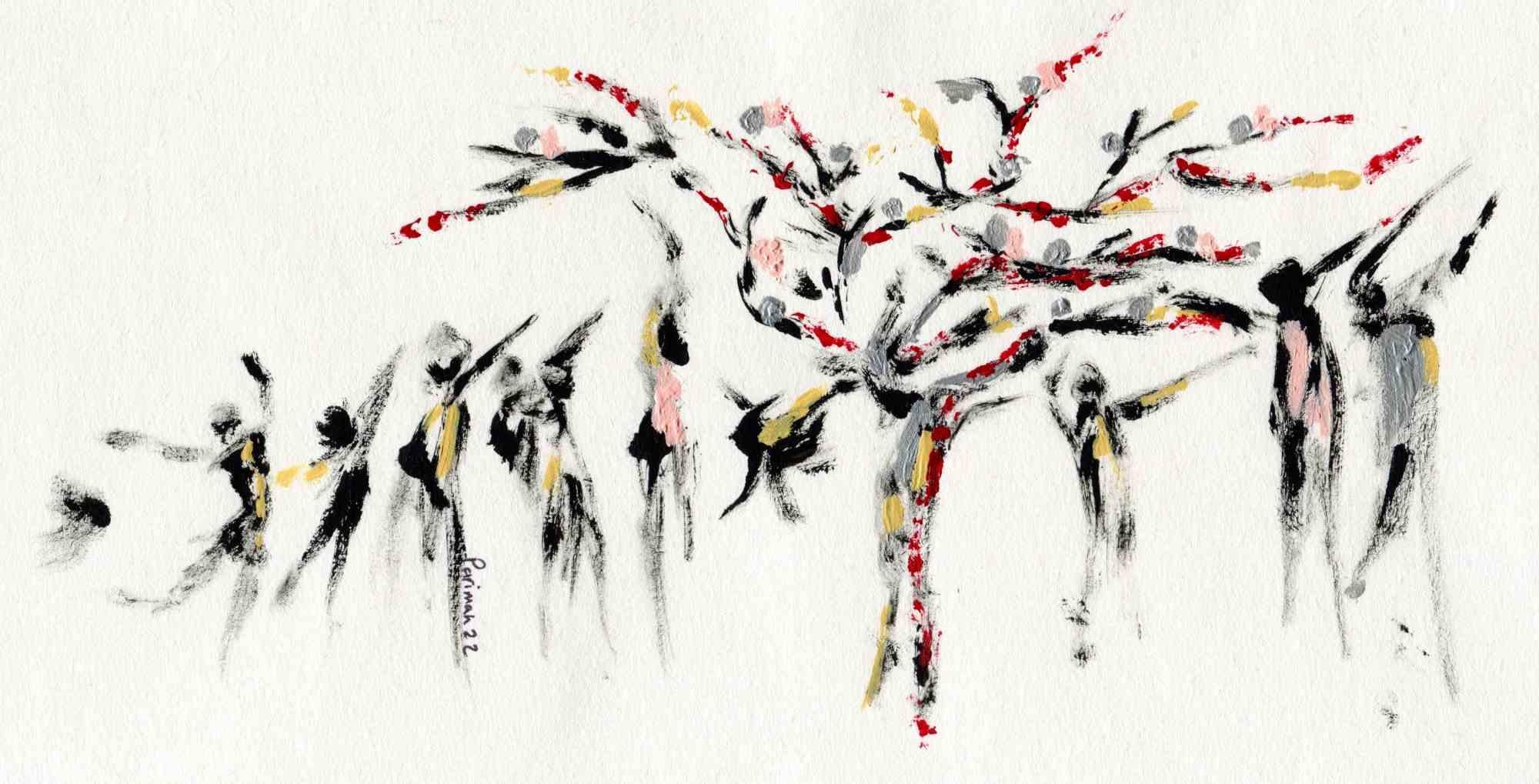 The Blossoming Freedom Tree - Drawing by Parimah Avani-2022 For Sale 1