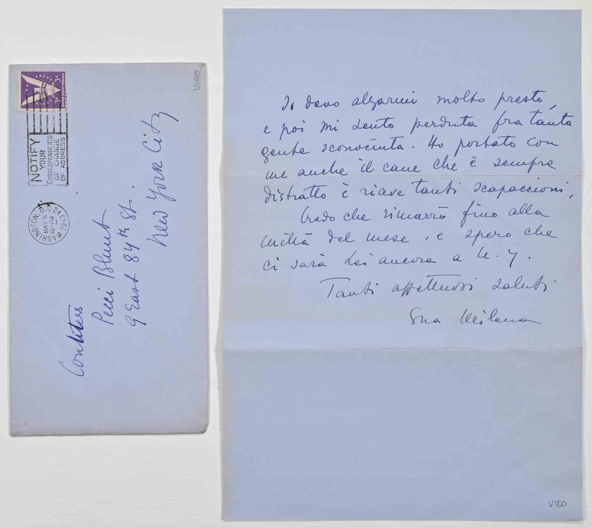 Authographischer Brief von M. Pavlovic-Barilli an die Gräfin A.L. Pecci-Blunt - 1943 (Moderne), Art, von Milena Pavlovic-Barilli
