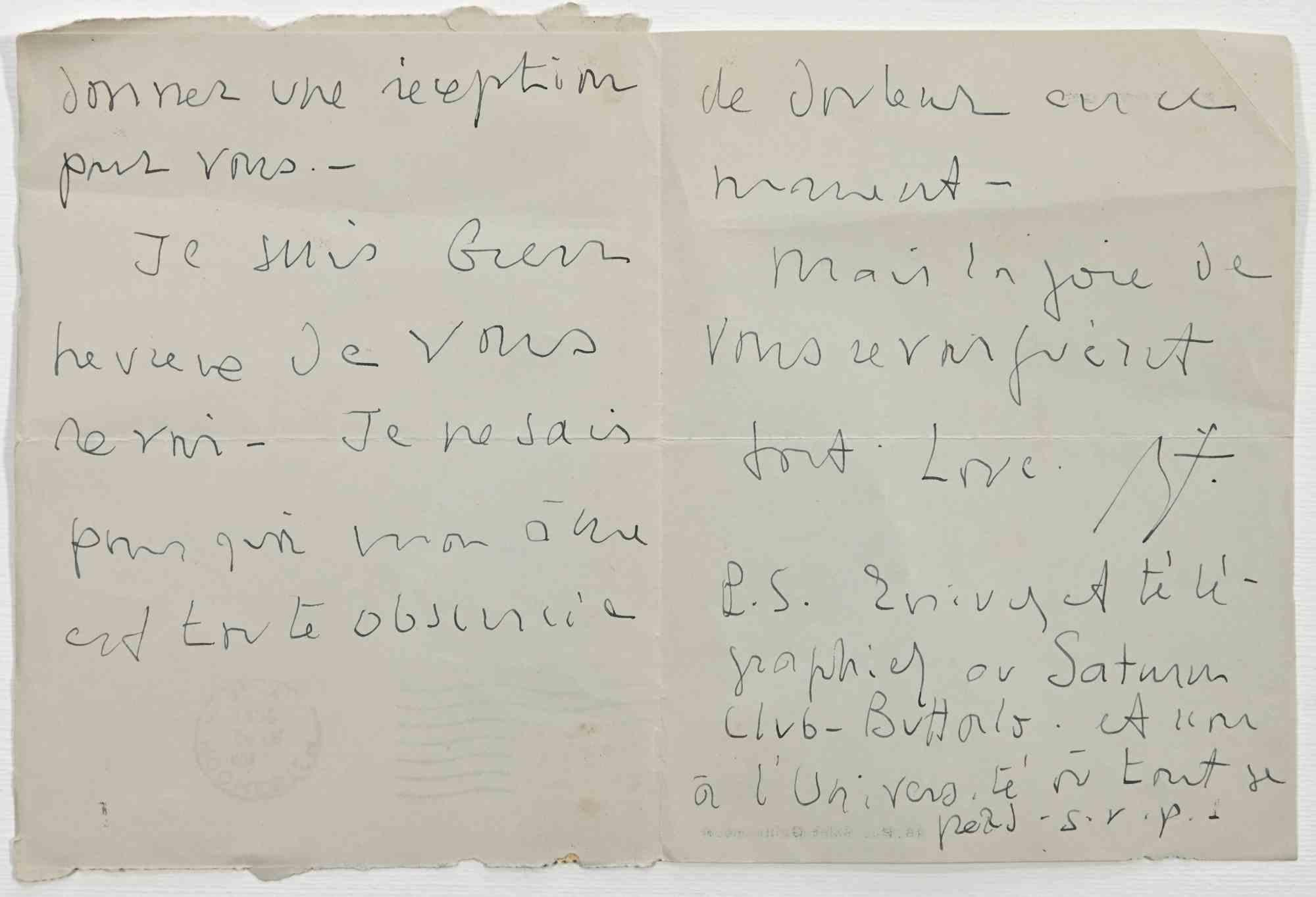 « En Voyage » - Lettre à la comtesse A.L. Pecci-Blunt- 1932 - Moderne Art par Milena Pavlovic-Barilli