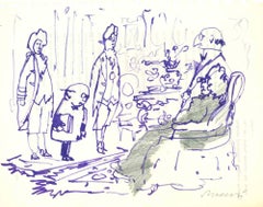 The Presentation - Drawing by Mino Maccari - Mid-20th Century