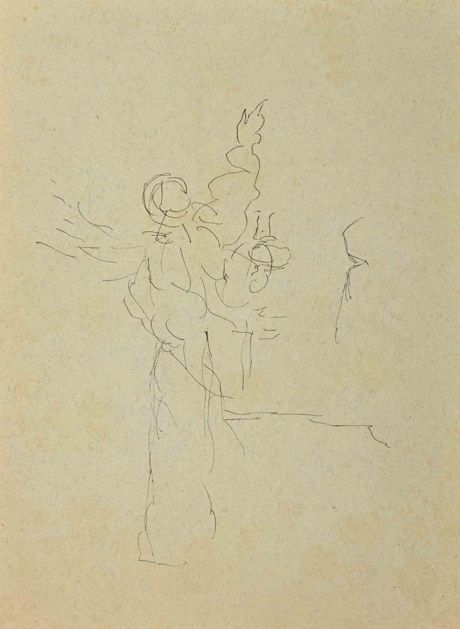 Unknown Figurative Art - Angele - Drawing - Mid-20th Century