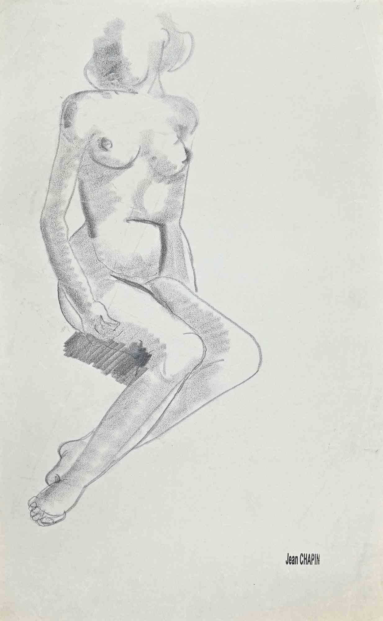 Nude Woman ist eine Bleistift- und Kohlezeichnung von Jean Chapin aus den 1950er Jahren.

Signaturstempel auf dem vergilbten Papier.

Guter Zustand, mit Ausnahme einer leichten Faltung.