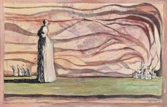 Retro Woman On The Wind - Ink and watercolor by Lars Bo - 1963