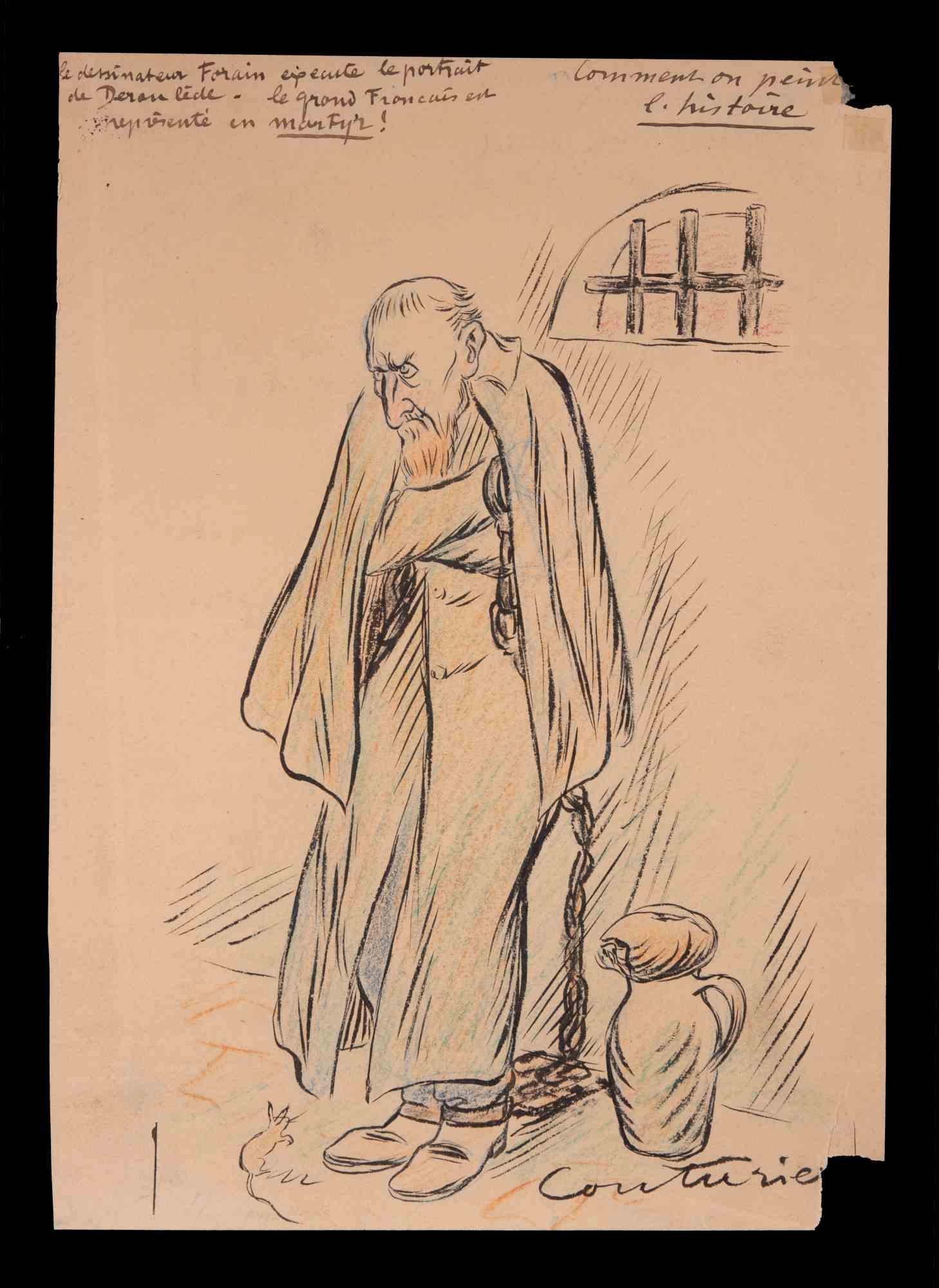 The Prisoner - Drawing by Léon Couturie - Early-20th Century