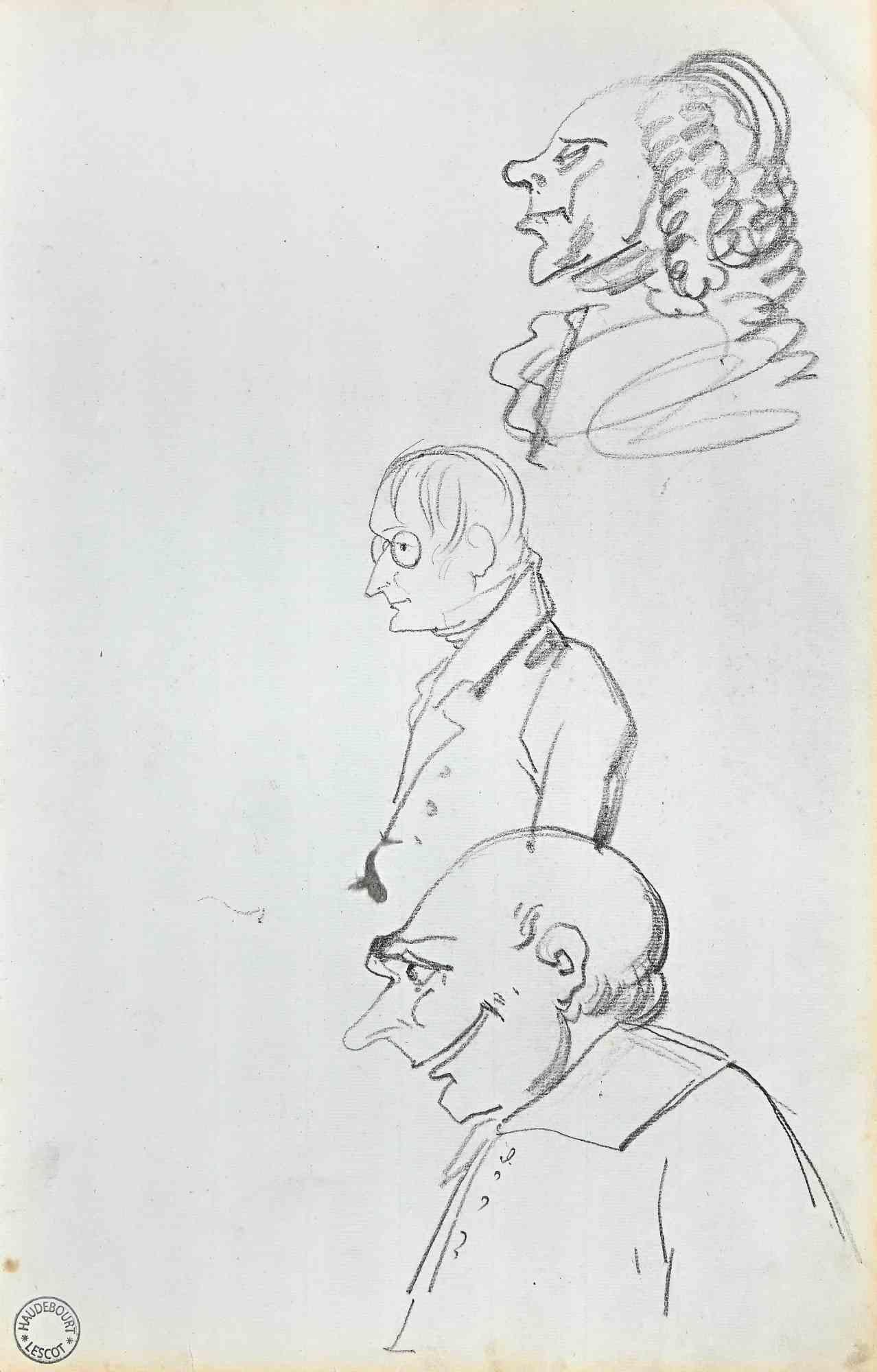 Hortense Haudebort-Lescot Portrait - Study of Study of Figures - Drawing by H. Haudebort-Lescot - Early 19th Century