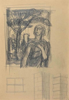 The Woman In A Garden - Drawing by Gaspard Maillol - Early 20th Century