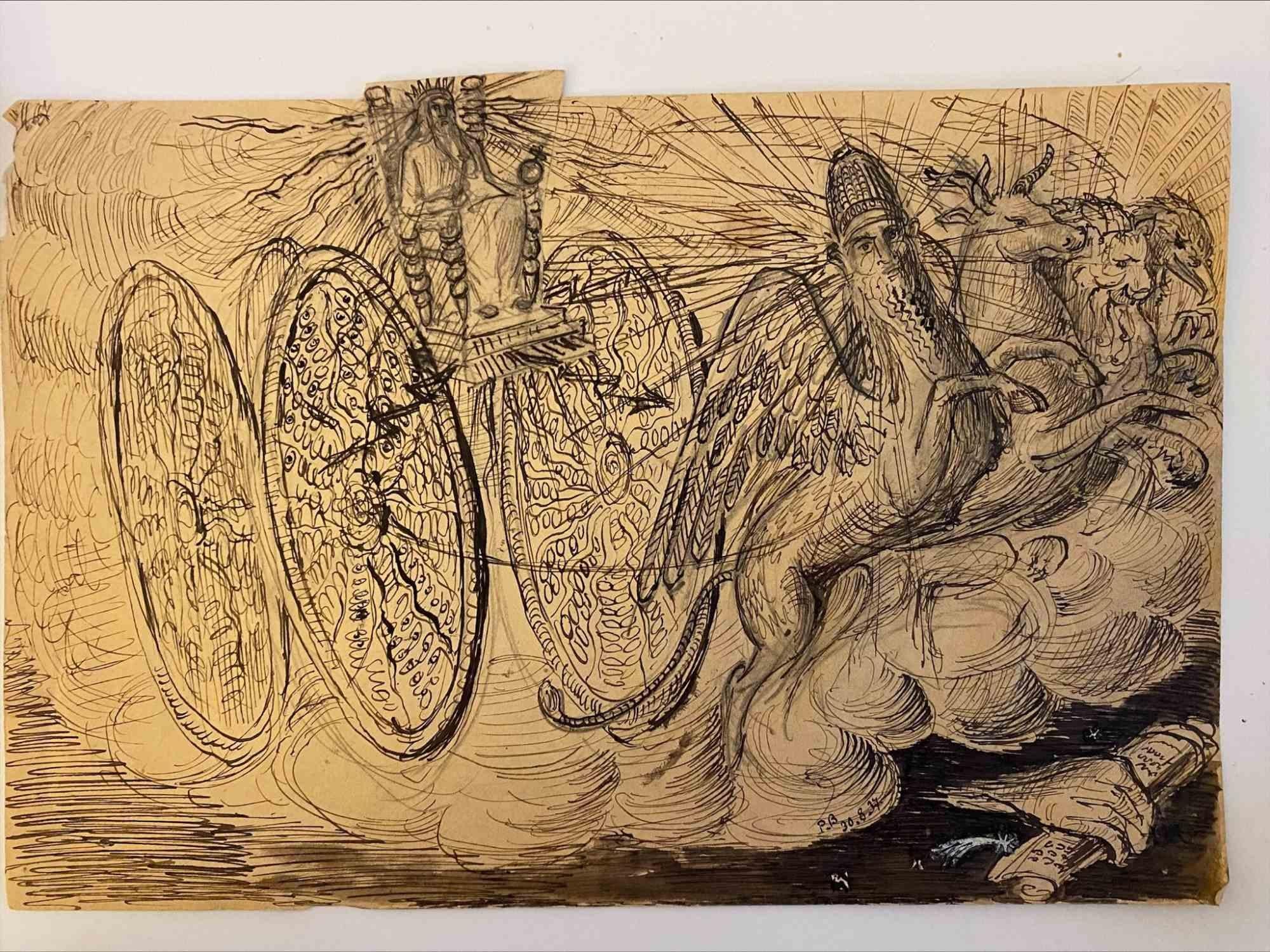 Figurative Art di Unknown - Il Sacro Carro Volante - Disegno - 1937