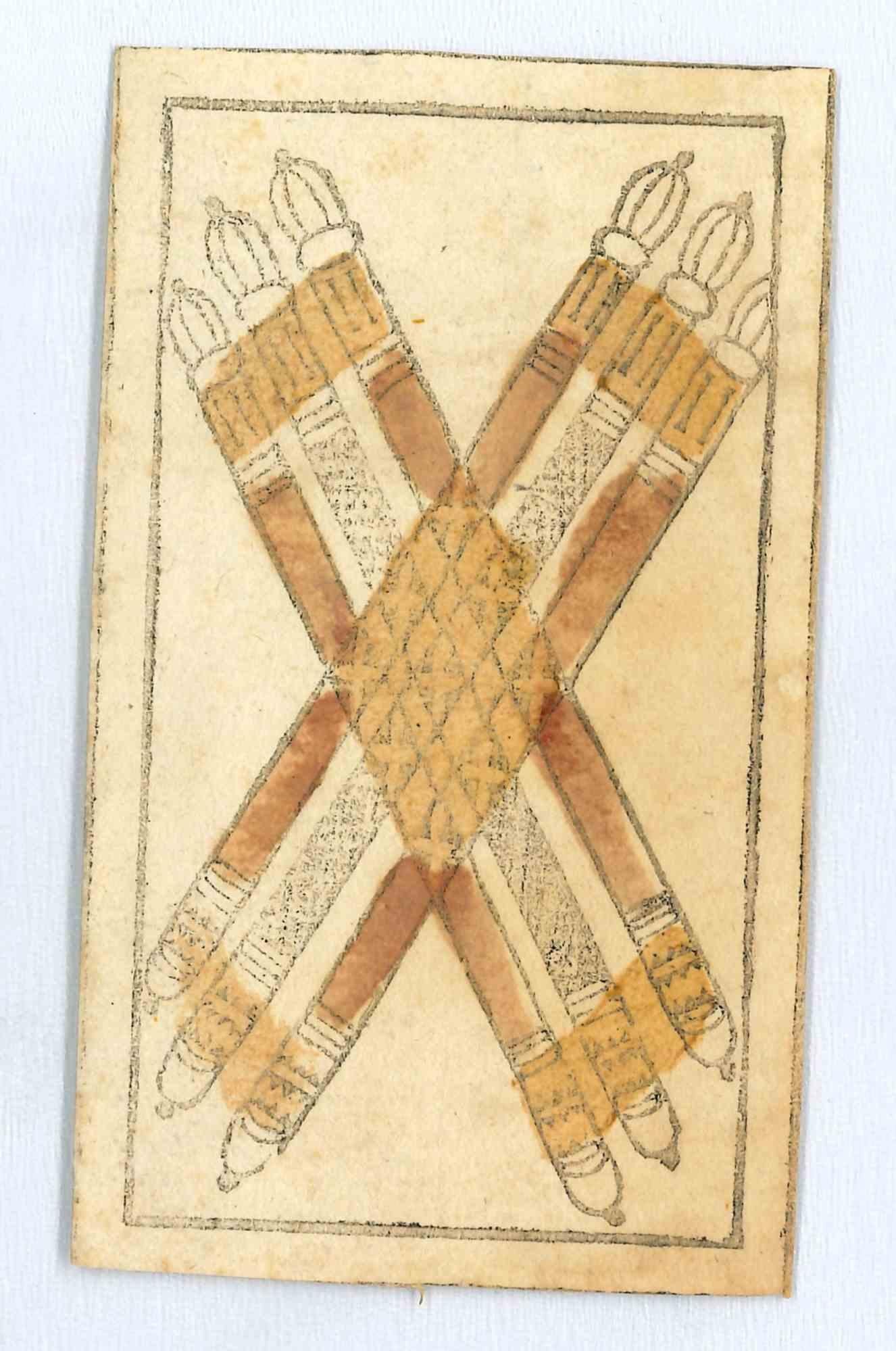 Unknown Figurative Art – Das Spiel der Sticks – Bleistiftzeichnung – 1750er Jahre