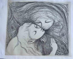 Lovers - Etching by Carlo Levi - Mid-20th Century