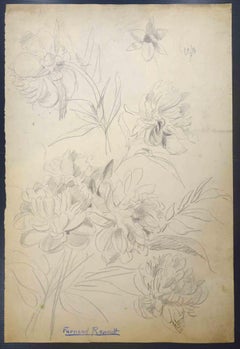 Vintage Flowers - Drawing by Albert Fernand-Renault - 1950s